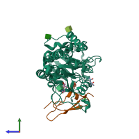 PDB entry 5l0v coloured by chain, side view.