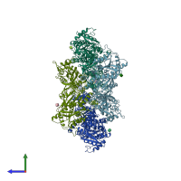 PDB entry 5l1e coloured by chain, side view.