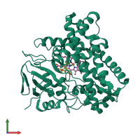 PDB entry 5l1u coloured by chain, front view.