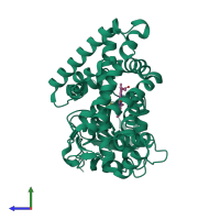 PDB entry 5l1u coloured by chain, side view.