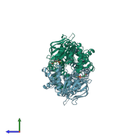 PDB entry 5l22 coloured by chain, side view.