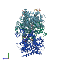PDB entry 5l26 coloured by chain, side view.