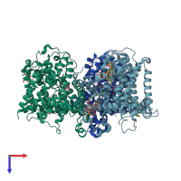 PDB entry 5l26 coloured by chain, top view.