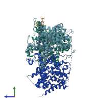 PDB entry 5l27 coloured by chain, side view.