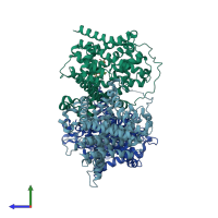 PDB entry 5l2a coloured by chain, side view.