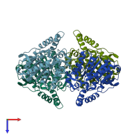 PDB entry 5l2p coloured by chain, top view.