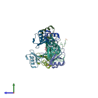 PDB entry 5l2u coloured by chain, side view.