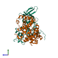 PDB entry 5l2w coloured by chain, side view.