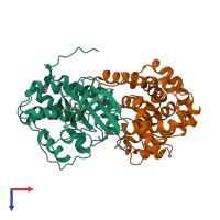 PDB entry 5l2w coloured by chain, top view.
