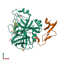 PDB entry 5l2y coloured by chain, front view.