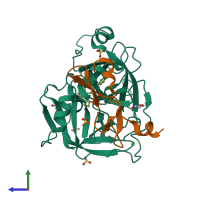 PDB entry 5l2y coloured by chain, side view.