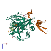 PDB entry 5l2y coloured by chain, top view.