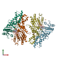 PDB entry 5l3q coloured by chain, front view.
