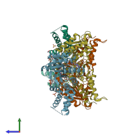 PDB entry 5l3q coloured by chain, side view.