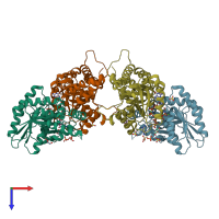 PDB entry 5l3q coloured by chain, top view.