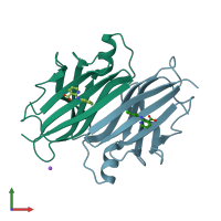 PDB entry 5l4i coloured by chain, front view.