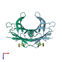 PDB entry 5l4j coloured by chain, top view.