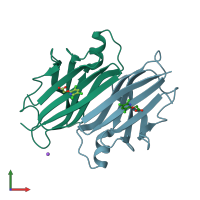 PDB entry 5l4m coloured by chain, front view.