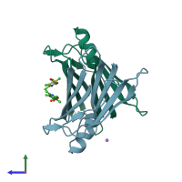 PDB entry 5l4m coloured by chain, side view.
