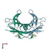 PDB entry 5l4m coloured by chain, top view.