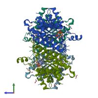PDB entry 5l4n coloured by chain, side view.