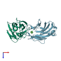 PDB entry 5l4u coloured by chain, top view.