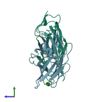 PDB entry 5l4x coloured by chain, side view.
