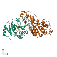 PDB entry 5l6e coloured by chain, front view.