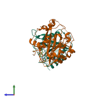 PDB entry 5l6e coloured by chain, side view.