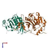 PDB entry 5l6e coloured by chain, top view.