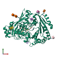 PDB entry 5l6g coloured by chain, front view.