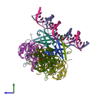 PDB entry 5l6l coloured by chain, side view.