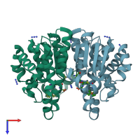 PDB entry 5l6x coloured by chain, top view.