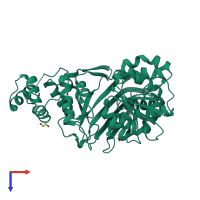 PDB entry 5l76 coloured by chain, top view.