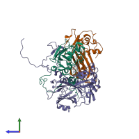 PDB entry 5l7q coloured by chain, side view.