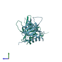PDB entry 5l81 coloured by chain, side view.