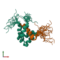 PDB entry 5l85 coloured by chain, ensemble of 20 models, front view.