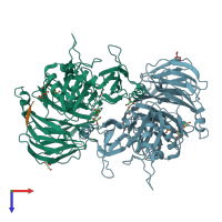 PDB entry 5l8e coloured by chain, top view.