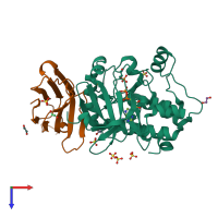 PDB entry 5l8l coloured by chain, top view.