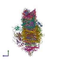 PDB entry 5l8r coloured by chain, side view.
