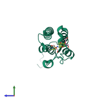 PDB entry 5l8u coloured by chain, side view.