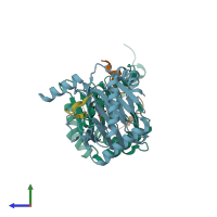 PDB entry 5l9b coloured by chain, side view.