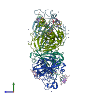 PDB entry 5l9e coloured by chain, side view.