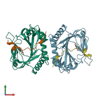 PDB entry 5l9v coloured by chain, front view.