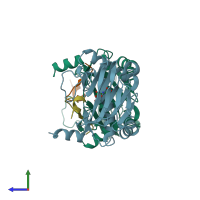 PDB entry 5l9v coloured by chain, side view.