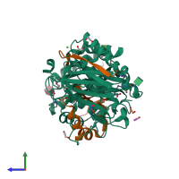 PDB entry 5l9z coloured by chain, side view.