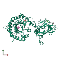 PDB entry 5la0 coloured by chain, front view.