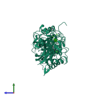 PDB entry 5la1 coloured by chain, side view.