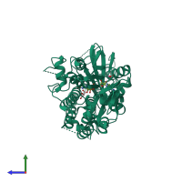 PDB entry 5lae coloured by chain, side view.