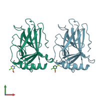 PDB entry 5lap coloured by chain, front view.